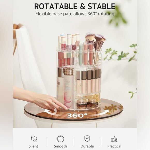 Rotating Adjustable Makeup Organizer Large Capacity - Picture 2 of 7